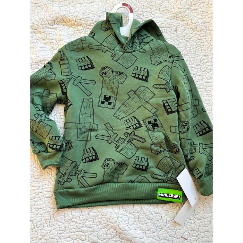 Minecraft Boys Creeper TNT Pullover Hoodie Size XS